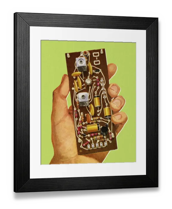 Framed Print : Hand Holding a Circuit Board Framed Print : Hand Holding a Circuit Board