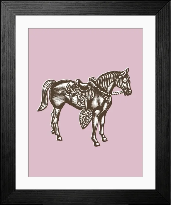 Framed Print : Brown Horse on Pink Background Framed Print : Brown Horse on Pink Background