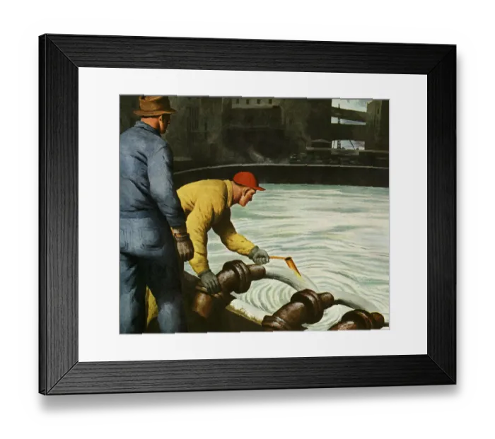 Framed Print : Two Men by a Large Holding Tank of Water Framed Print : Two Men by a Large Holding Tank of Water
