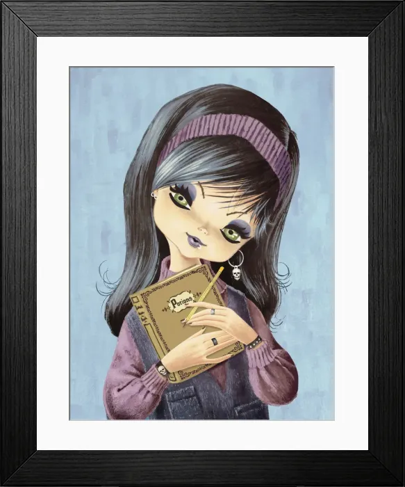 Framed Print : Big-eyed girl goes goth Framed Print : Big-eyed girl goes goth