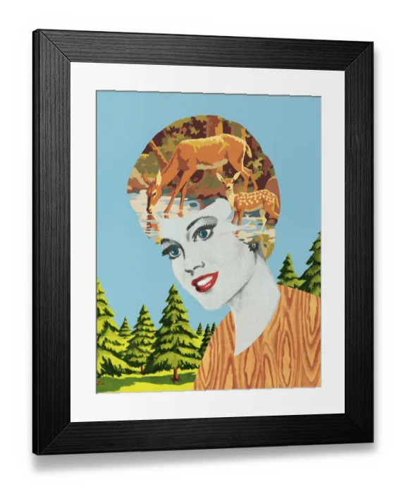 Framed Print : Deer-head woman