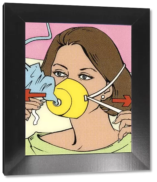 Woman Inflating Oxygen Mask