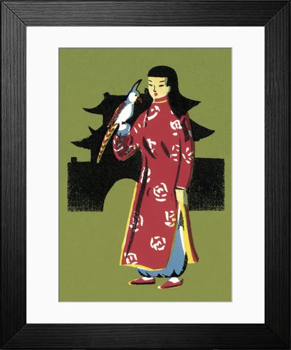 Framed Print : Asian Woman With Bird Framed Print : Asian Woman With Bird