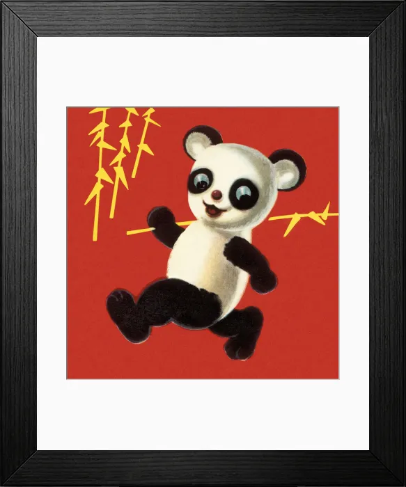 Framed Print : Panda Running With Bamboo