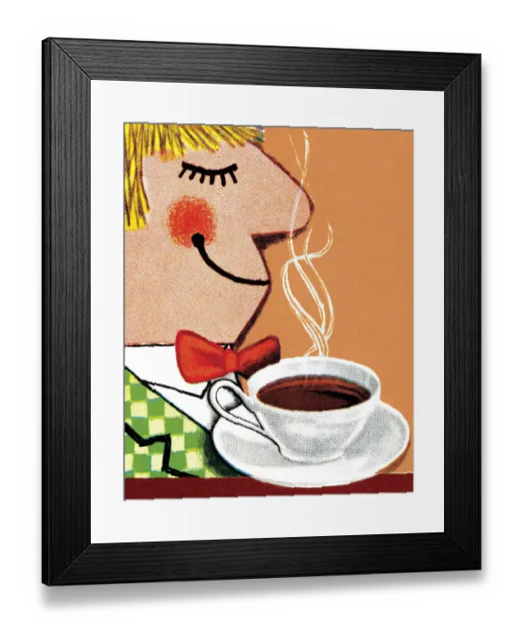 Framed Print : Man Smelling Coffee Framed Print : Man Smelling Coffee