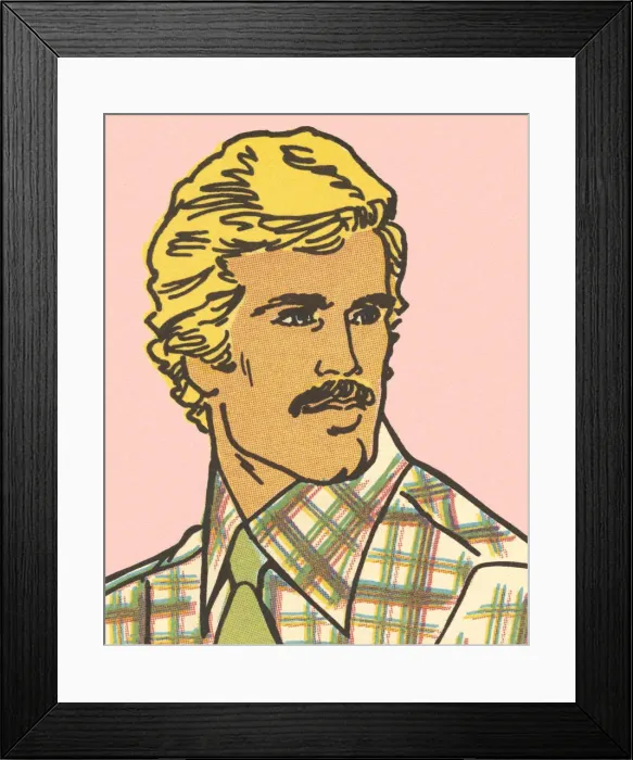 Framed Print : Blonde Man With Mustache Framed Print : Blonde Man With Mustache