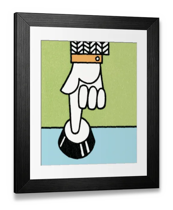 Framed Print : Finger pressing a button Framed Print : Finger pressing a button