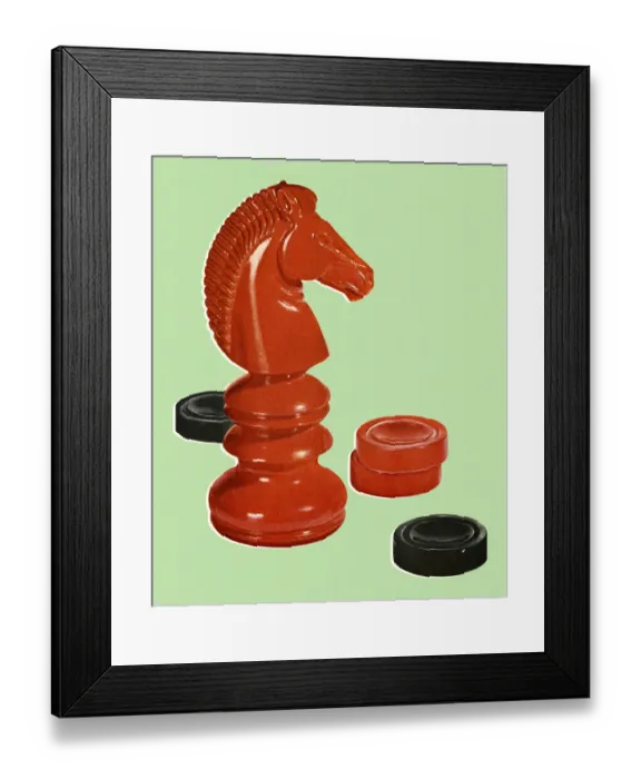 Framed Print : Chess and Checkers Game Pieces