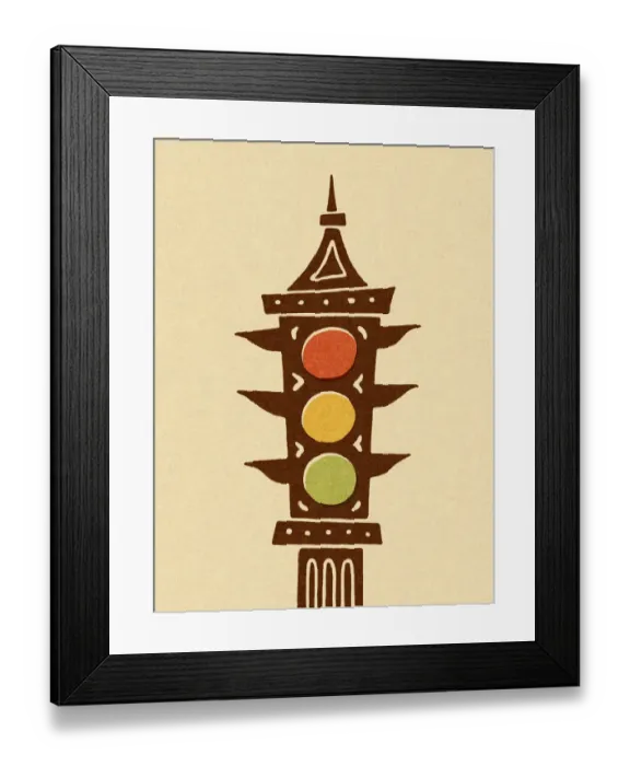 Framed Print : Traffic Signal on Post Framed Print : Traffic Signal on Post