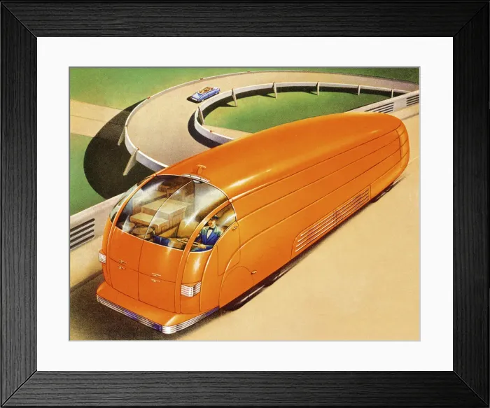 Framed Print : Futuristic Orange Bus Framed Print : Futuristic Orange Bus