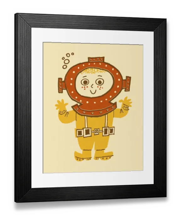 Framed Print : Boy Wearing Diving Helmet Framed Print : Boy Wearing Diving Helmet