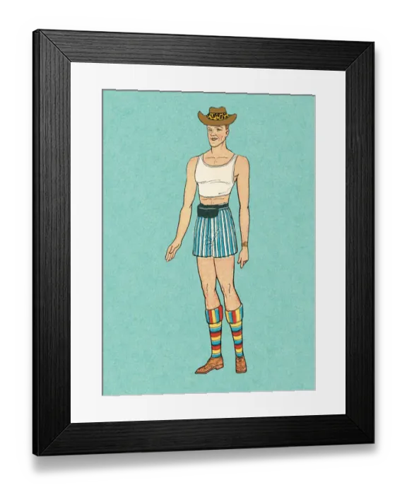 Framed Print : Man in underwear with hat Framed Print : Man in underwear with hat