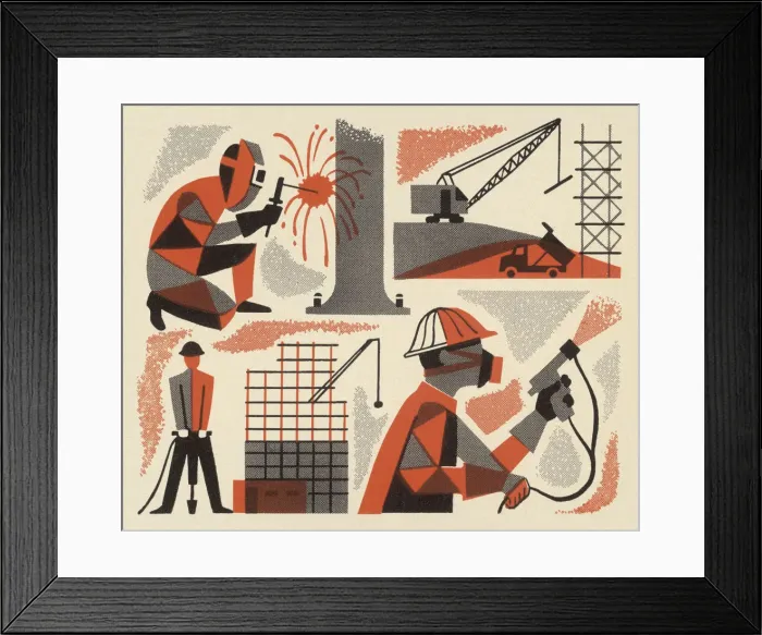 Framed Print : Men Working