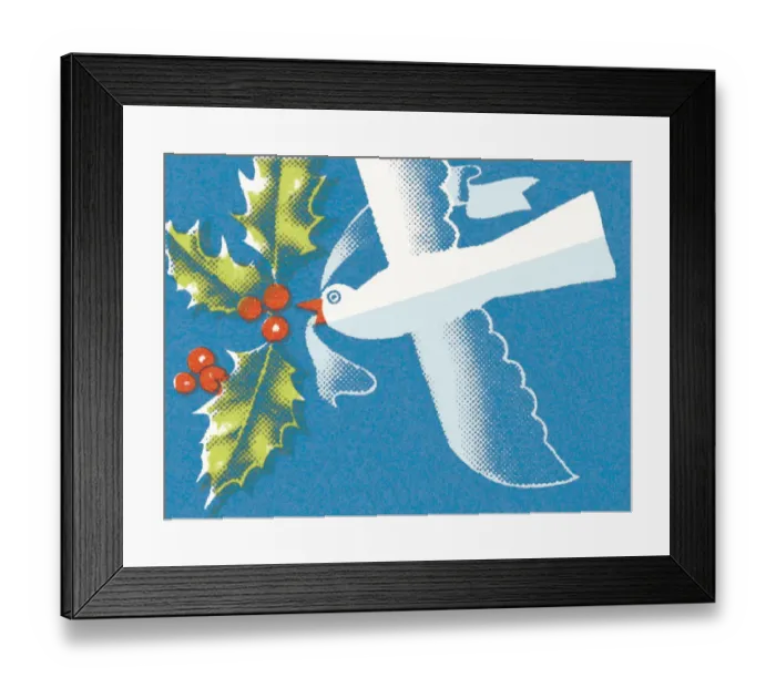 Framed Print : Dove with holly branch Framed Print : Dove with holly branch