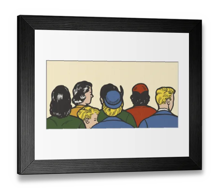 Framed Print : View of Seven People from the Back Framed Print : View of Seven People from the Back