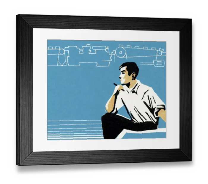 Framed Print : Man Studying a Plan Framed Print : Man Studying a Plan