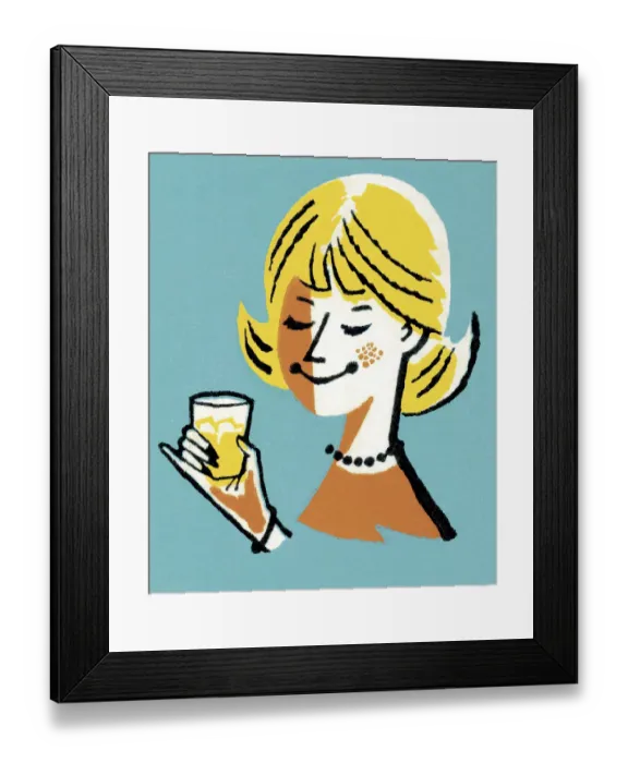 Framed Print : Woman Enjoying a Cocktail Framed Print : Woman Enjoying a Cocktail