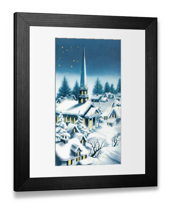 Framed Print : Winter church at night Framed Print : Winter church at night