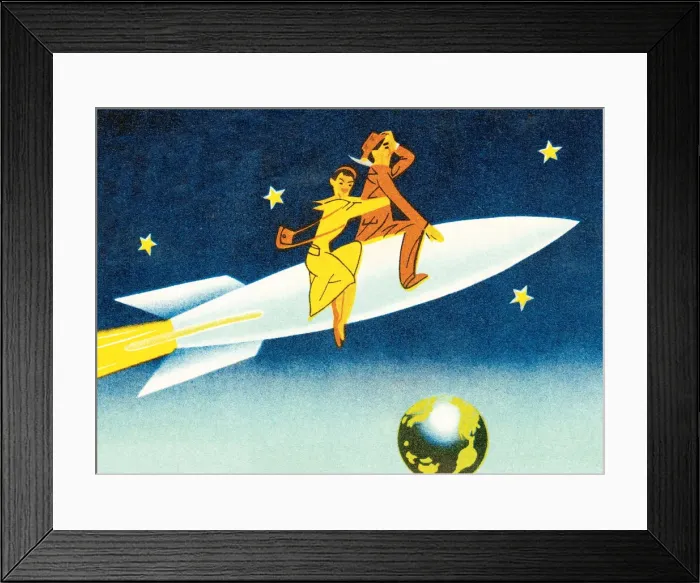 Framed Print : Couple on a rocket Framed Print : Couple on a rocket