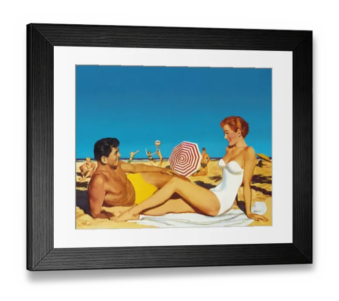 Framed Print : Happy Couple on a Beach Framed Print : Happy Couple on a Beach