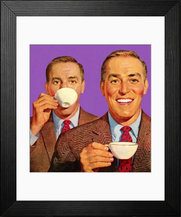 Framed Print : Two Men Drinking Coffee Framed Print : Two Men Drinking Coffee