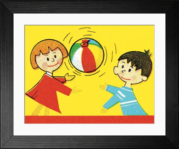 Framed Print : Kids playing with a beach ball Framed Print : Kids playing with a beach ball