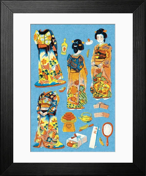 Framed Print : Paper Doll Geisha Framed Print : Paper Doll Geisha