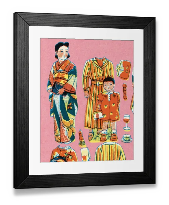 Framed Print : Paper Doll Geisha Framed Print : Paper Doll Geisha