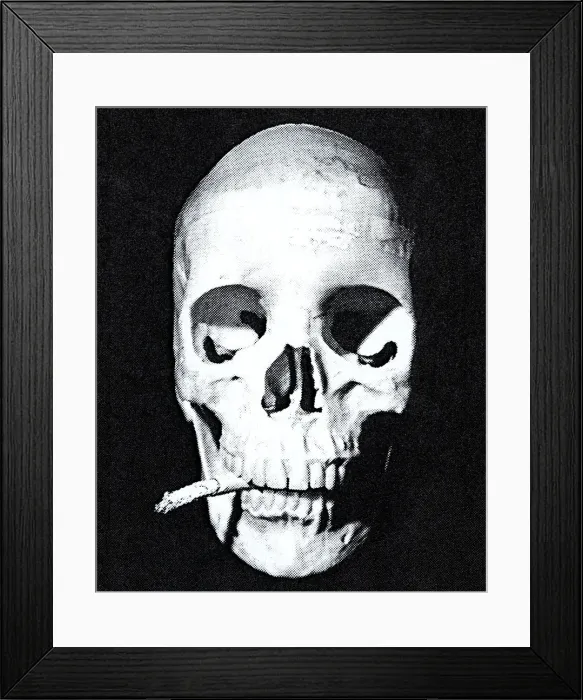 Framed Print : Skull Smoking a Cigarette Framed Print : Skull Smoking a Cigarette