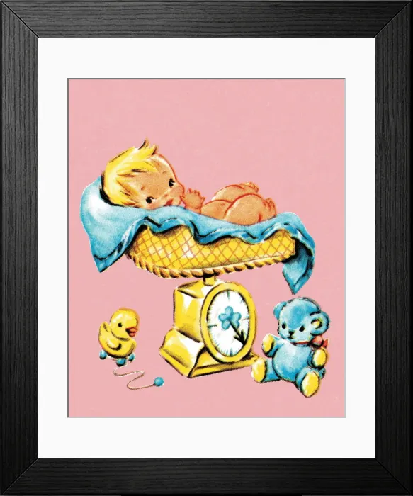Framed Print : Baby on scale Framed Print : Baby on scale