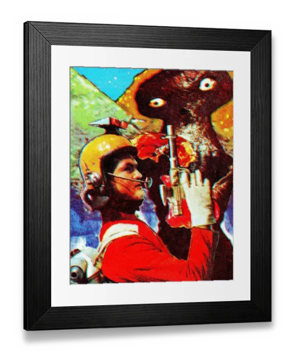 Framed Print : Spaceman with a Ray Gun and Alien Framed Print : Spaceman with a Ray Gun and Alien