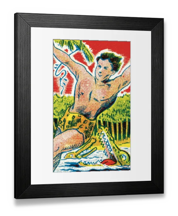 Framed Print : Tarzan and alligator Framed Print : Tarzan and alligator