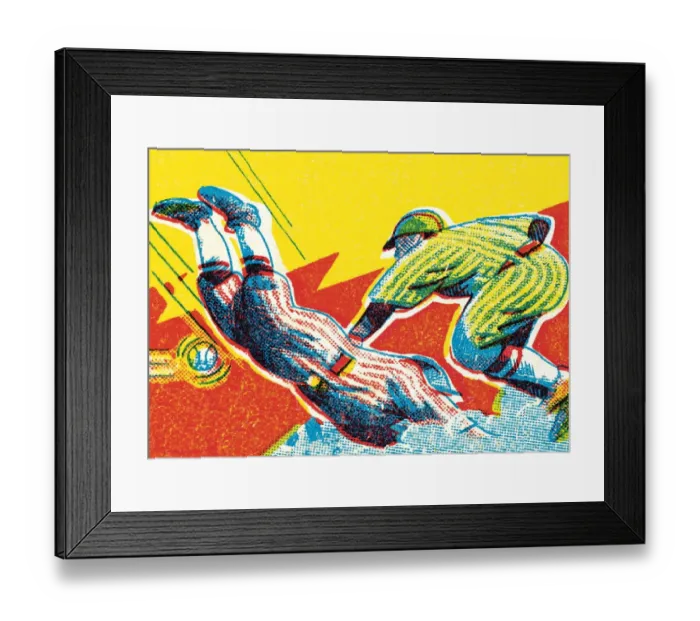 Framed Print : Sliding into base and tagged Framed Print : Sliding into base and tagged