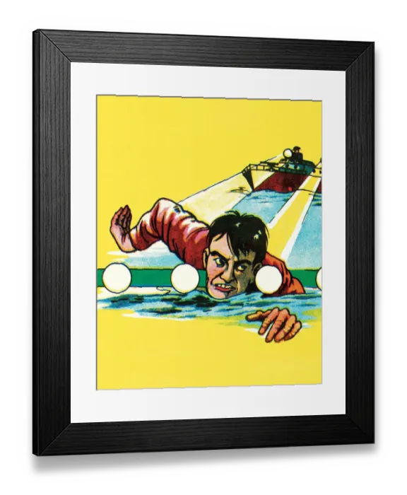 Framed Print : Man swimming to escape Framed Print : Man swimming to escape