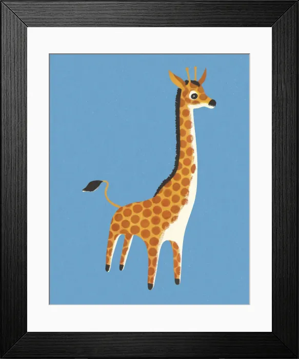 Framed Print : Giraffe on a Blue Background Framed Print : Giraffe on a Blue Background