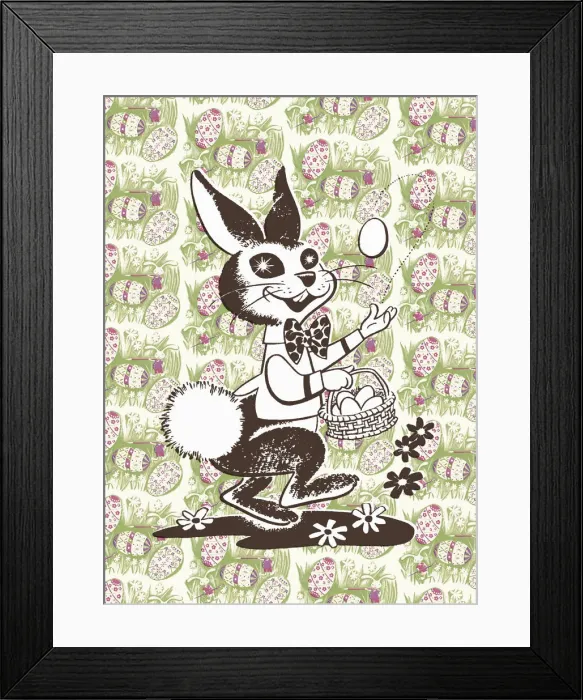 Framed Print : Easter Bunny with a Basket and Eggs Framed Print : Easter Bunny with a Basket and Eggs