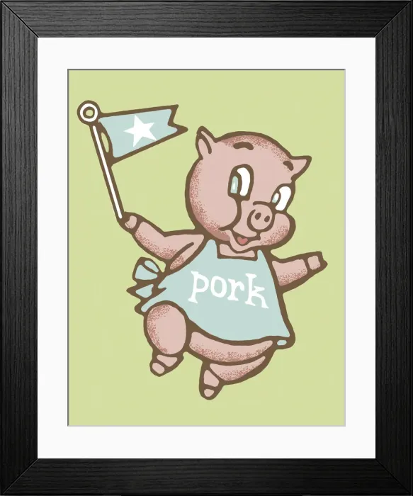 Framed Print : Pig Holding a Banner Framed Print : Pig Holding a Banner