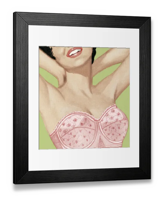 Framed Print : Woman in Pink Strapless Bra Framed Print : Woman in Pink Strapless Bra
