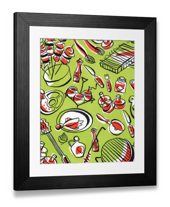 Framed Print : Barbecue Pattern