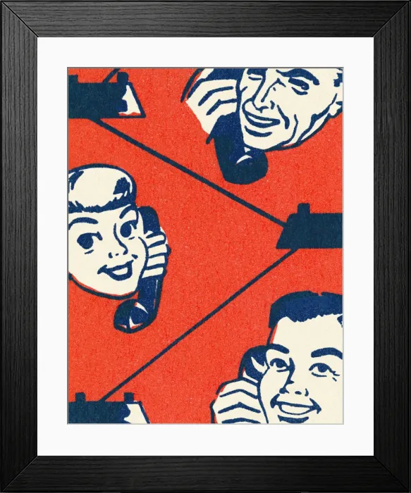 Framed Print : Closeup of People Talking on Phone Framed Print : Closeup of People Talking on Phone