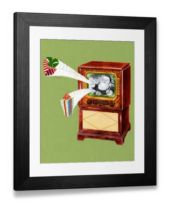 Framed Print : Santa Claus on TV Framed Print : Santa Claus on TV