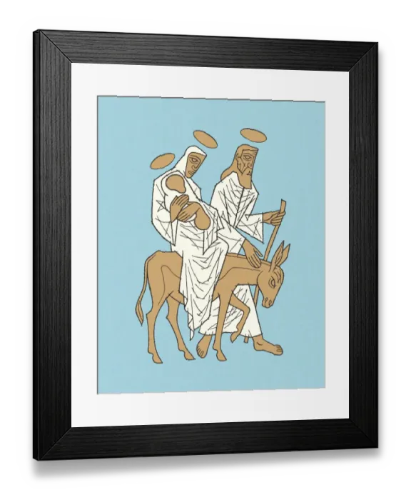 Framed Print : Mary Riding on a Donkey with Jesus and Joseph Framed Print : Mary Riding on a Donkey with Jesus and Joseph