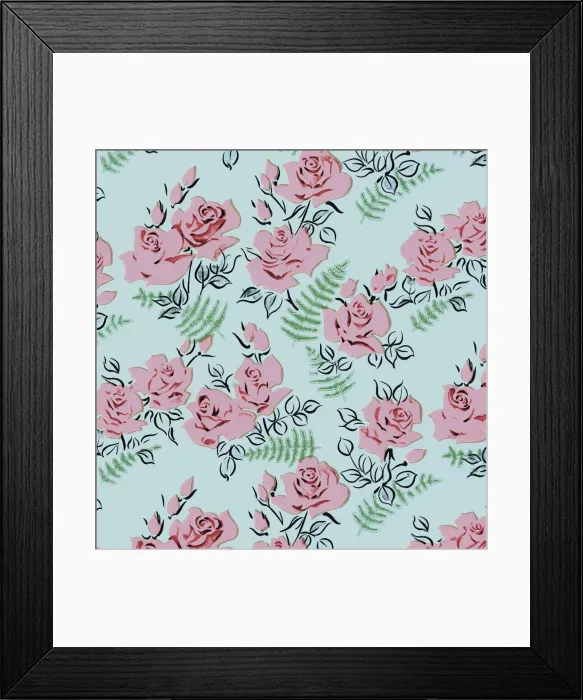Framed Print : Rose Floral Pattern