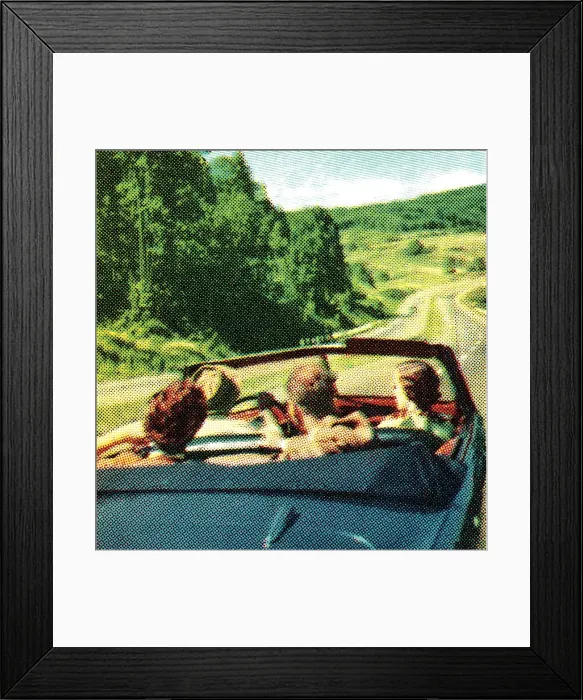 Framed Print : Road trip in convertible