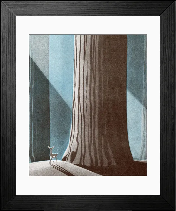 Framed Print : Deer in Front of Large Tree Framed Print : Deer in Front of Large Tree