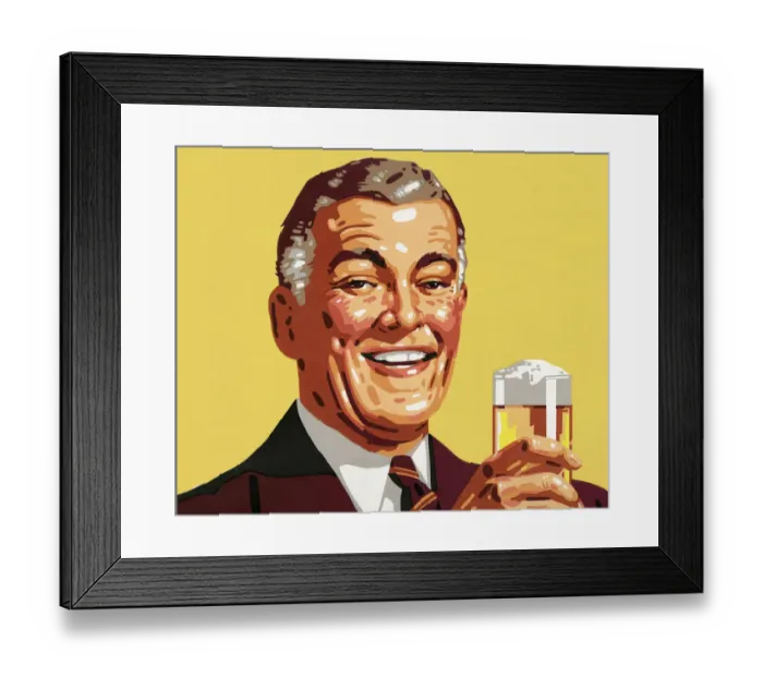 Framed Print : Older Man Holding Beer Framed Print : Older Man Holding Beer