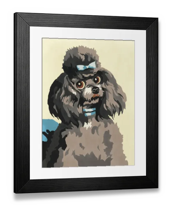 Framed Print : Black Poodle With Bow Framed Print : Black Poodle With Bow