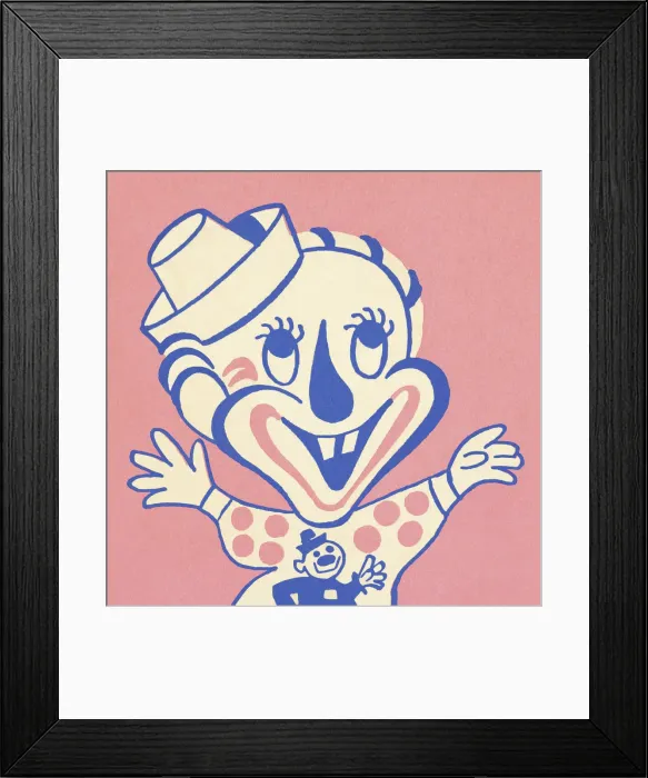 Framed Print : Happy Clown on Pink Background Framed Print : Happy Clown on Pink Background