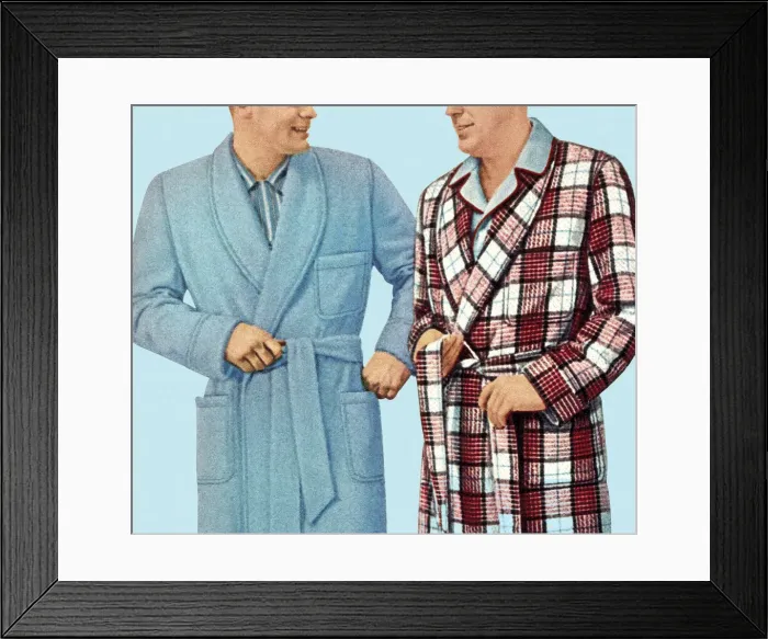 Framed Print : Two Men Wearing Bathrobes Framed Print : Two Men Wearing Bathrobes