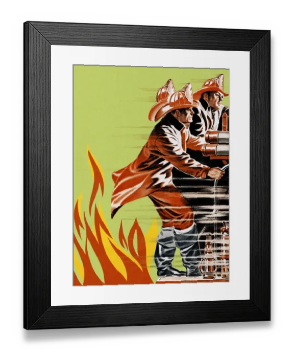 Framed Print : Fireman on Firetruck Framed Print : Fireman on Firetruck